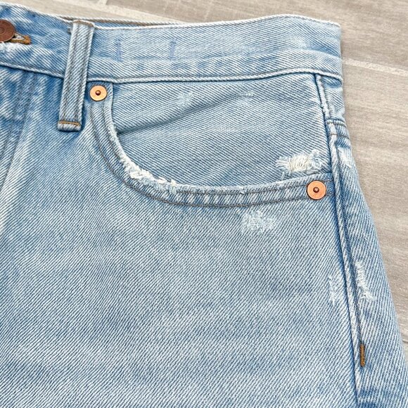 Madewell Relaxed Denim Cut-Off Shorts in Cedarcroft Wash Light Denim Size 26 - Picture 10 of 16